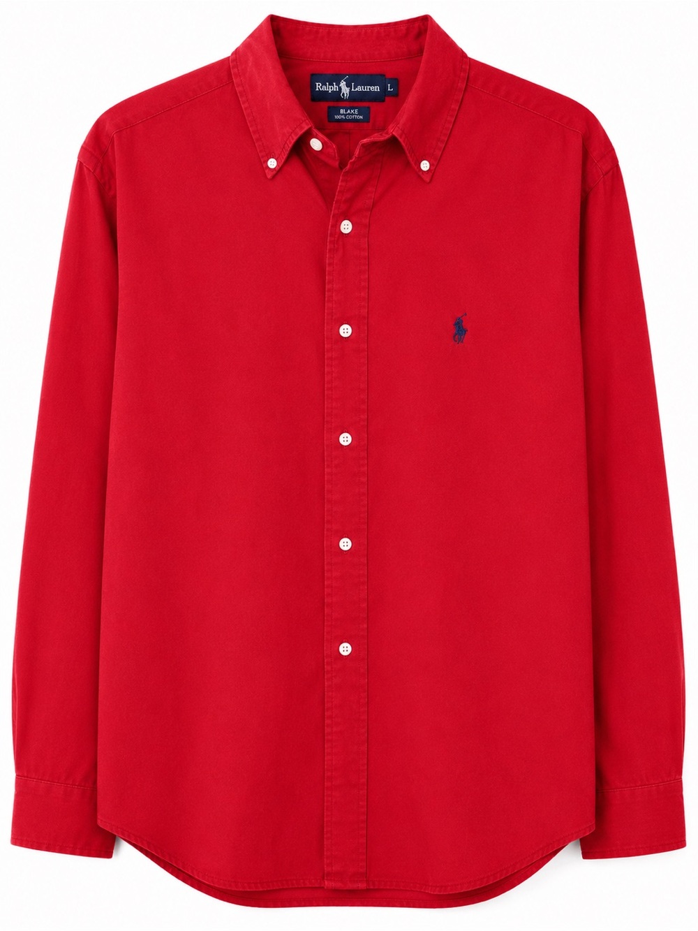 Ralph Lauren Red Button-Down Oxford Shirt with Navy Pony